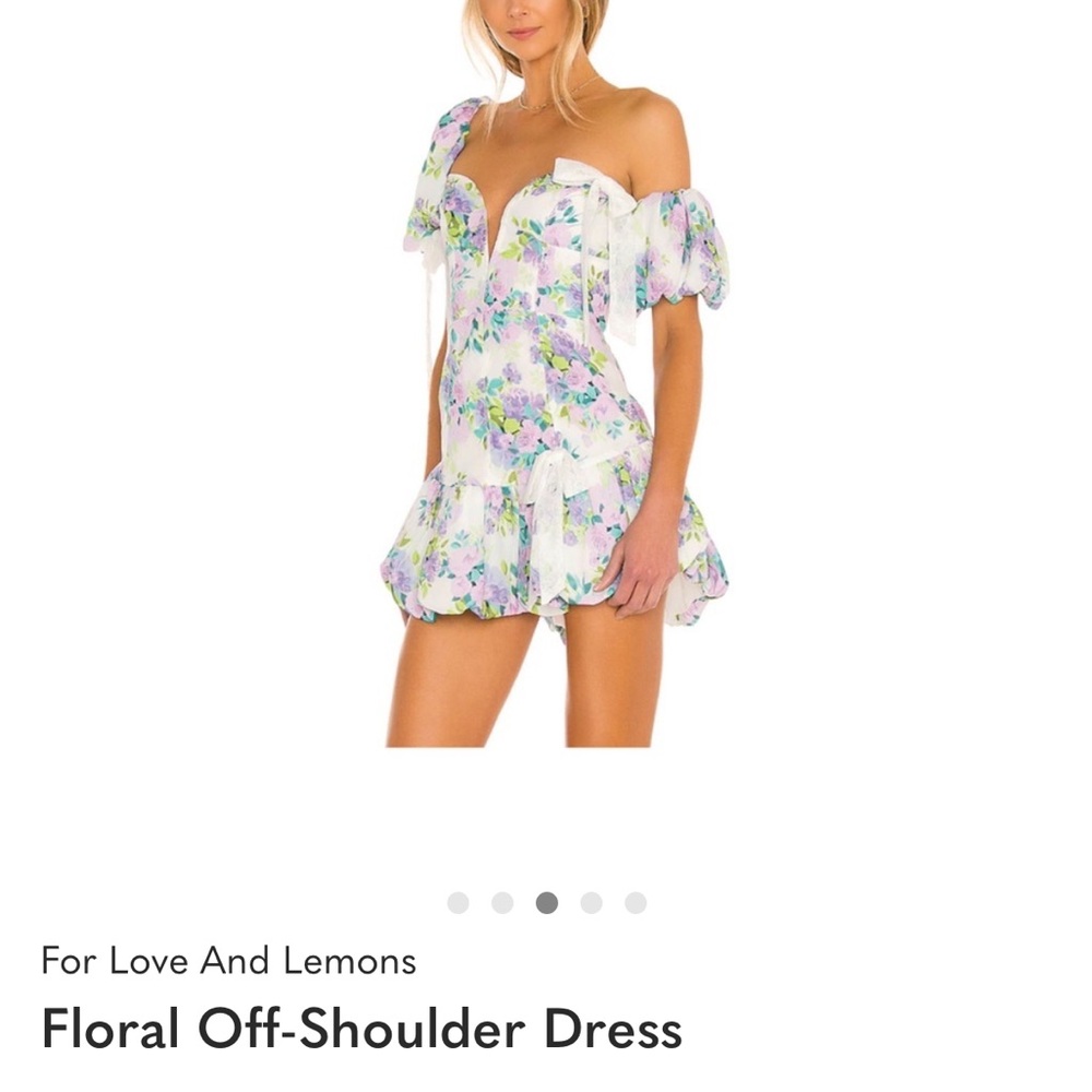 For Love And Lemons Alice Mini Dress in Lavender Floral Pattern